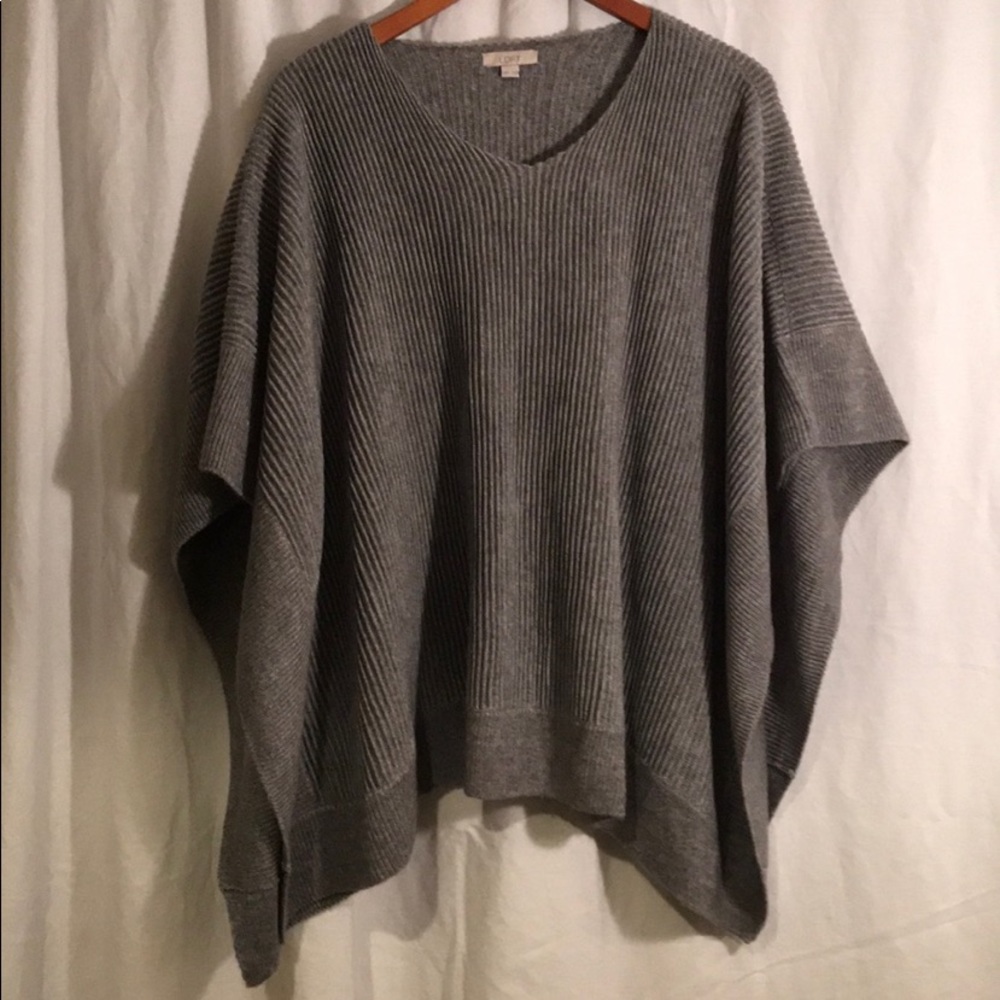 LOFT Grey Ribbed Poncho (no arm holes) M/L